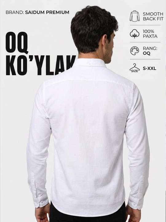 Erkaklar uchun oq ko'ylak, oq kuylak maktabga, oq rubashka