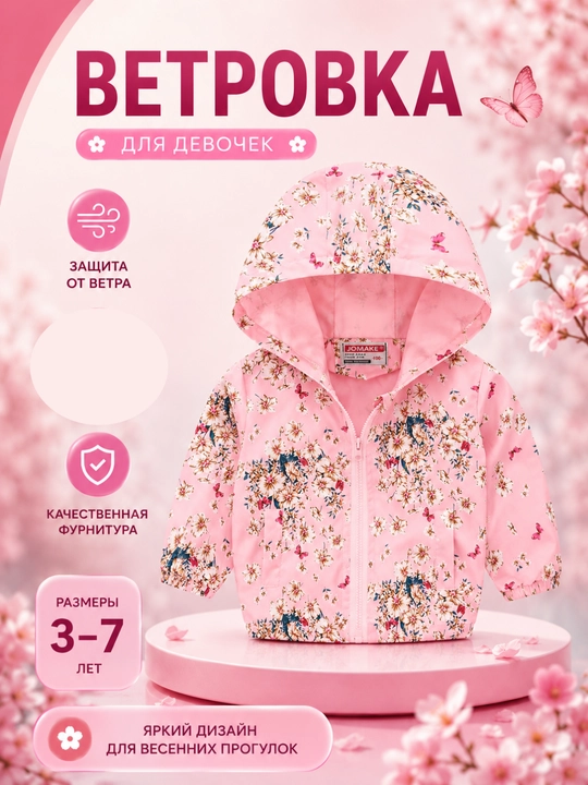 Детская ветровка с капюшоном - 