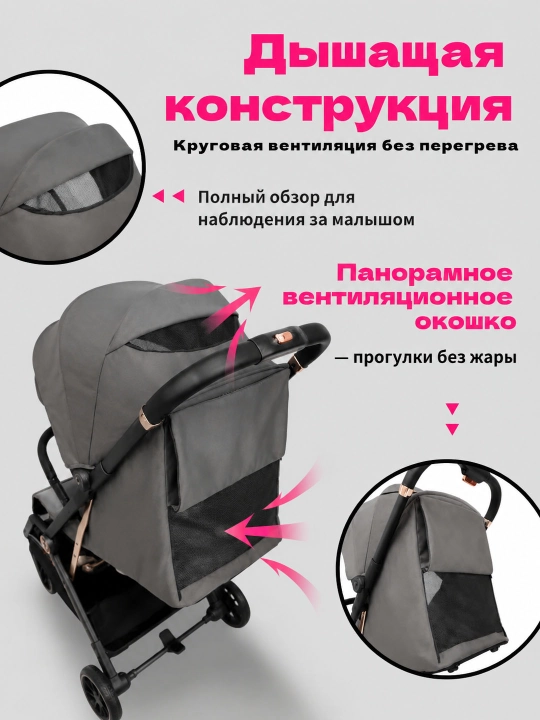 Детская коляска FTC023, 0-4 года, складывание одной кнопкой, амортизация 4 колёс