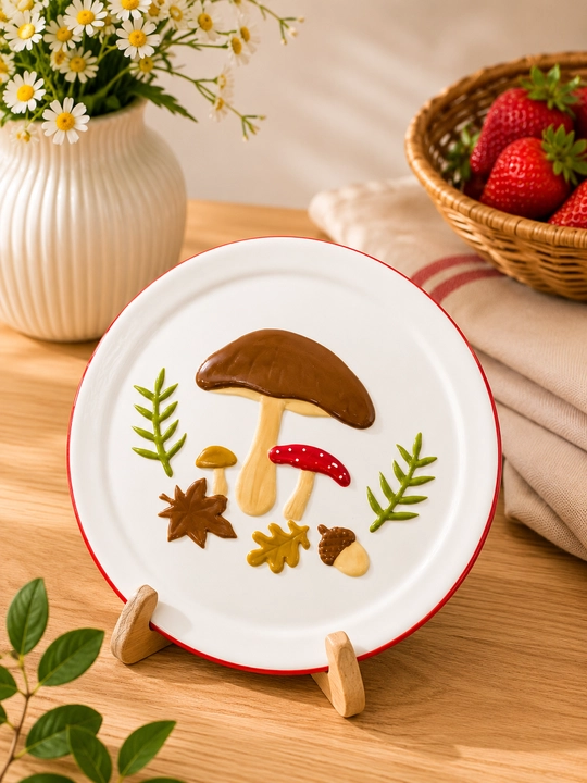 Pinterest Tort uchun chinni likopcha, qo‘ziqorinli, dasturxon uchun, desert uchun, 1 dona