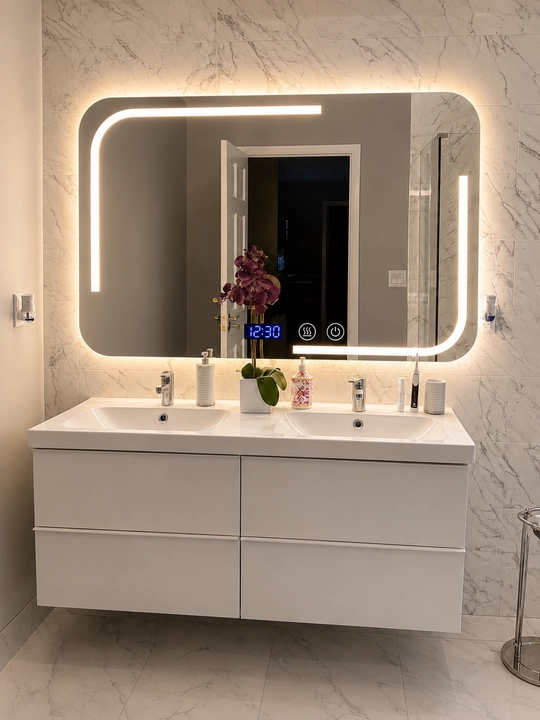 LED yoritgichli vannaxona oynasi zamonaviy interyer uchun moʻljallangan