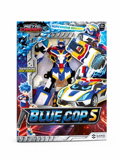 Metal Card Bot. Blue Cop S transformeri, 18 sm, S2