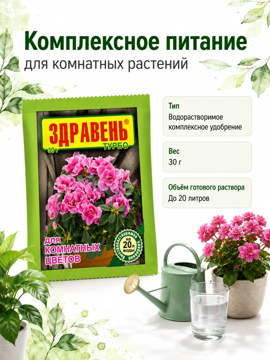 Zdraven mineral o'g'iti yopiq gullar uchun, universal, yopiq o'simliklar uchun, 30 gr