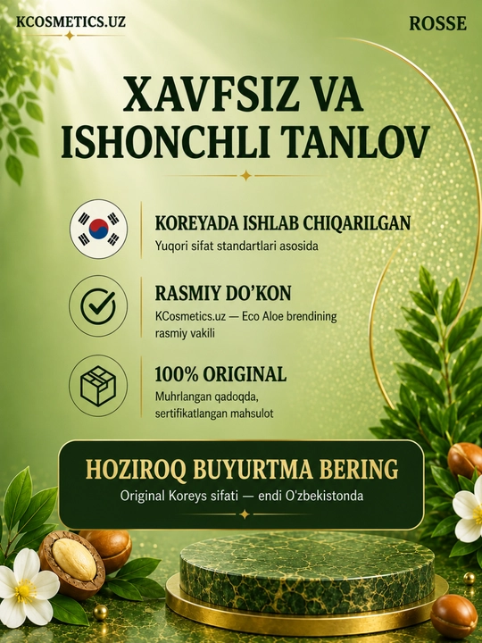 Rosse Eco Aloe namlantiruvchi koreys shampuni, 760 ml