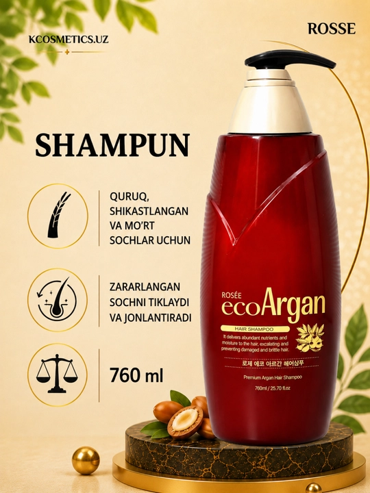 Корейский шампунь Rosse Eco Aloe, увлажняющий, 760 мл - 