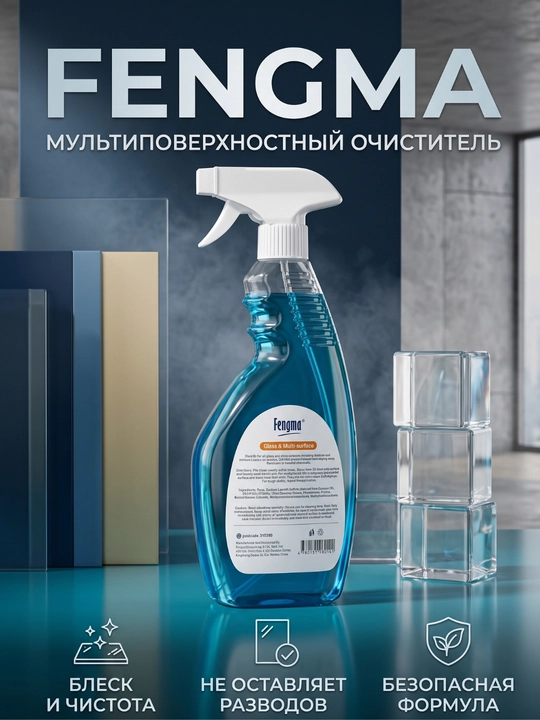 Oyna va teraza uchun tozalash vositasi <<Clean Glass>> 500 ml, purkagich bilan