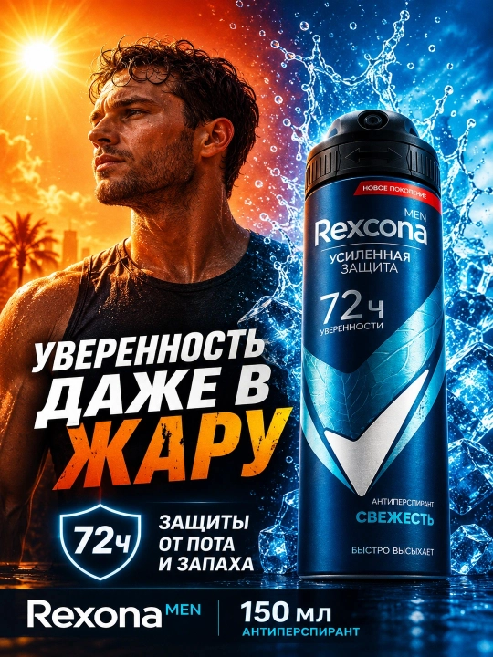 Набор Rexona men дезодорантов 3 в 1 мужской спрей, до 72 часов защиты, 3х150 мл