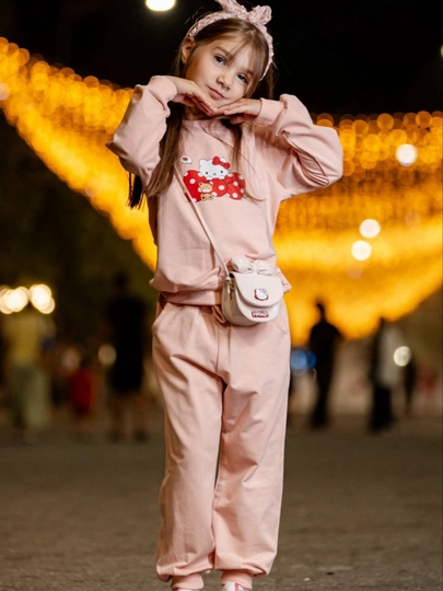 Костюм для девочки Hello Kitty, детская тройка, спортивный, хлопковый - 