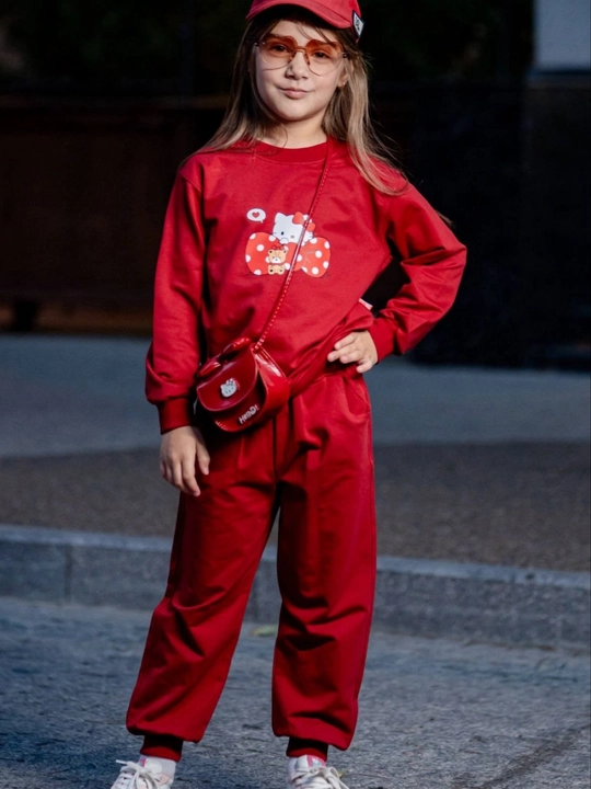 Костюм для девочки Hello Kitty, детская тройка, спортивный, хлопковый - 