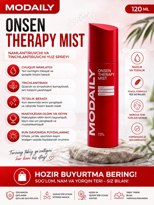 Увлажняющий и успокаивающий мист для лица MODAILY Onsen Therapy Mist, 120 мл - 