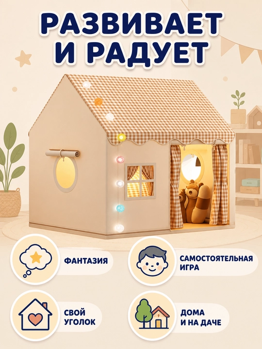 Bolalar uchun uycha va chodir — bolalar uychasi, oʻyin chodiri, palatka 3+