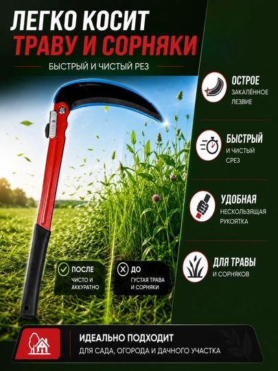 Серп садовый ручной для травы и сорняков, коса для травы, инструмент для сада и огорода