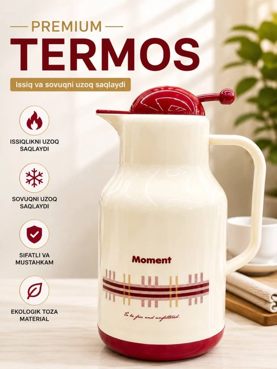 Термос Moment Premium 1,3 л с вакуумной изоляцией для горячих и холодных напитков