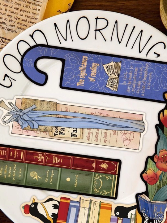 Картонные закладки для книг bookmark набор из 6 штук, разные дизайны, случайный выбор