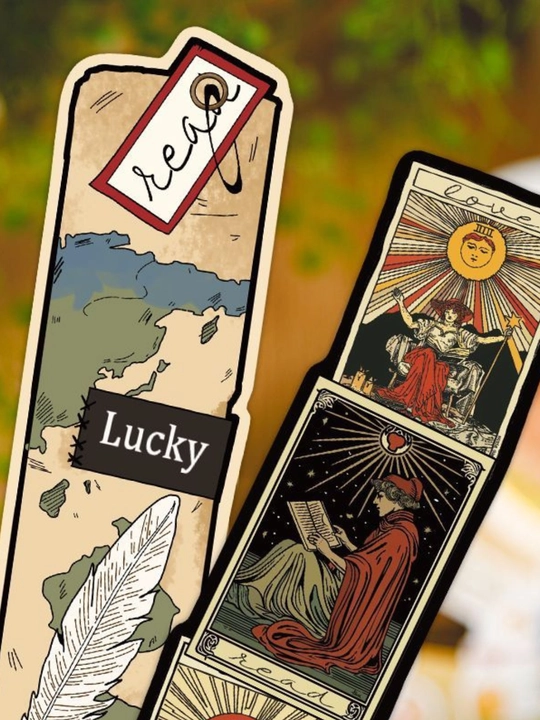 Картонные закладки для книг bookmark набор из 6 штук, разные дизайны, случайный выбор