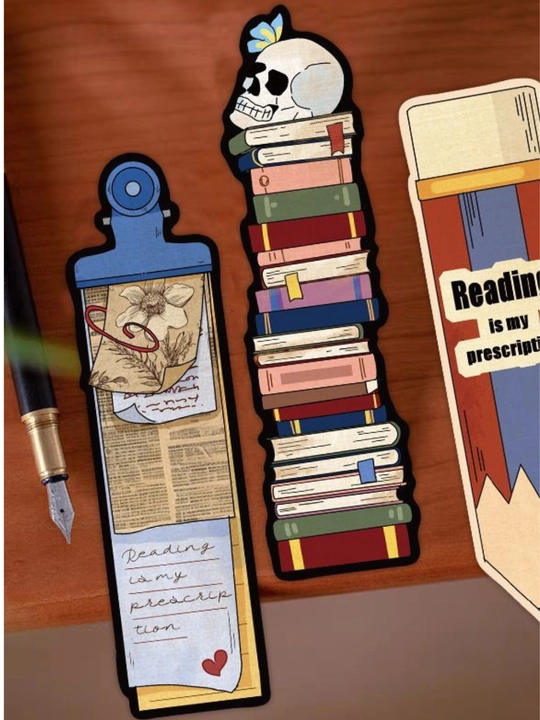 Картонные закладки для книг bookmark набор из 6 штук, разные дизайны, случайный выбор