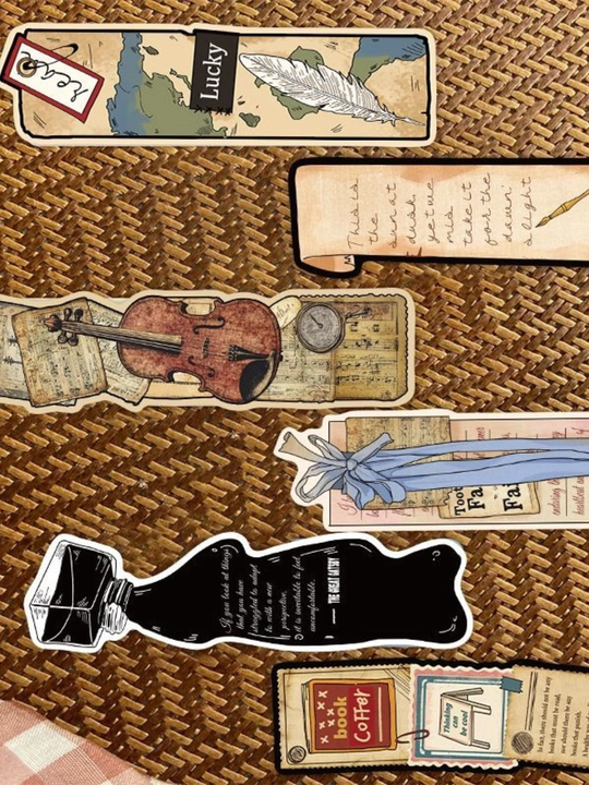 Картонные закладки для книг bookmark набор из 6 штук, разные дизайны, случайный выбор
