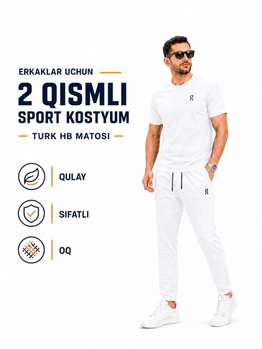 Мужской спортивный костюм, футболка и брюки, Turk HB, S–XXXL - 