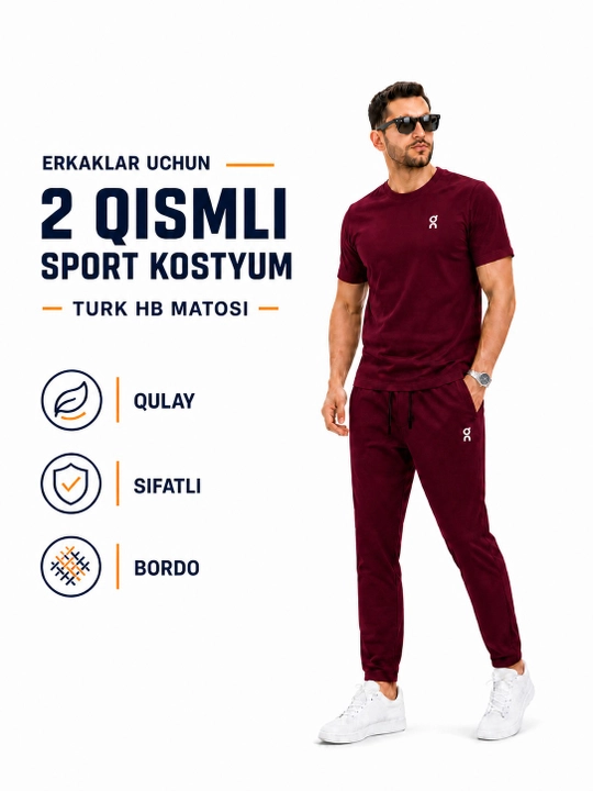 Мужской спортивный костюм, футболка и брюки, Turk HB, S–XXXL - 