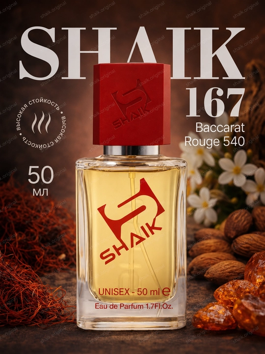 Парфюмерная вода SHAIK 167, MAISON FRANCIS Kurdjian Baccarat Rouge 540, унисекс, 50 мл - 