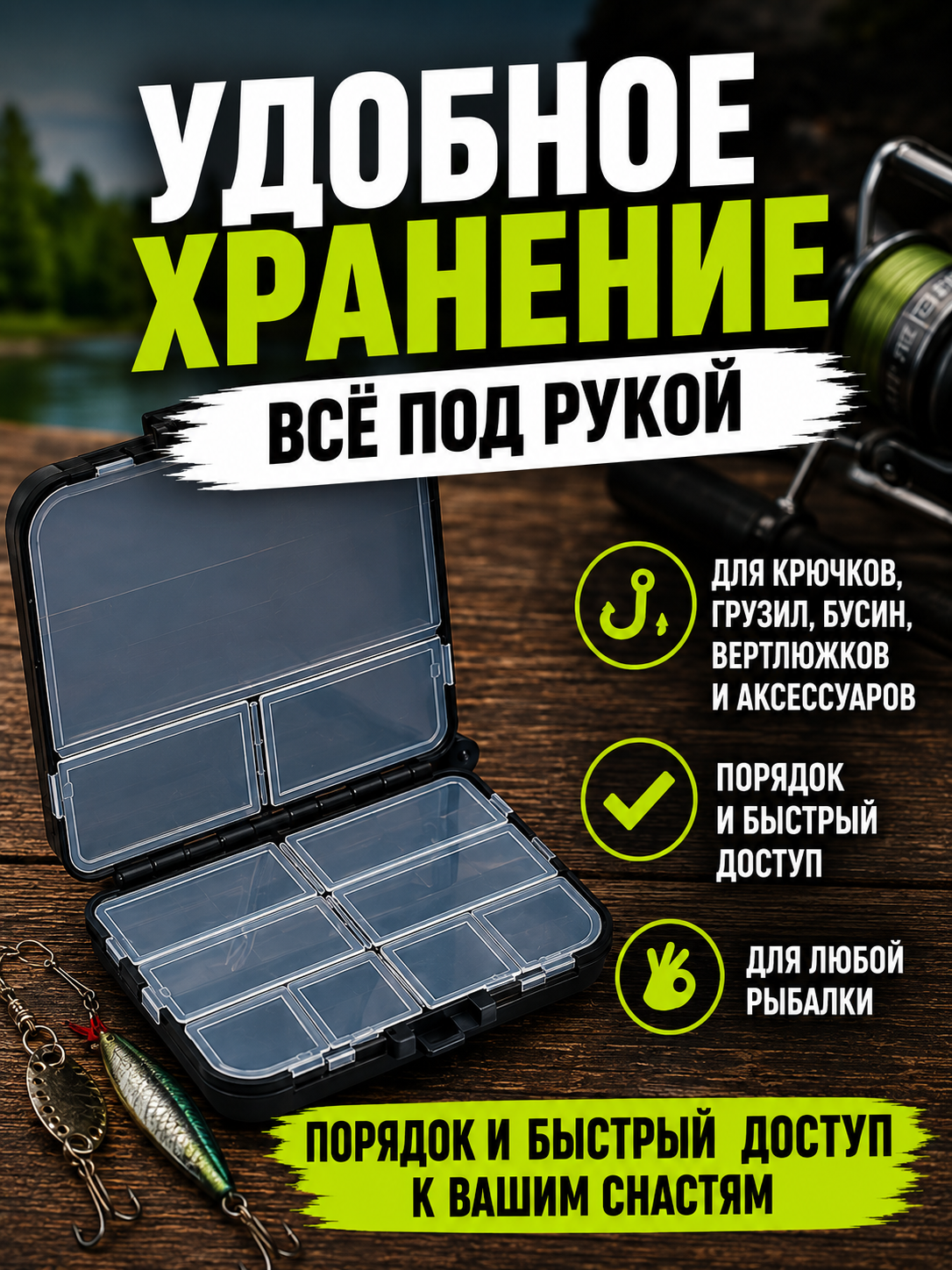 Контейнер для рыболовных крючков и оснастки - 