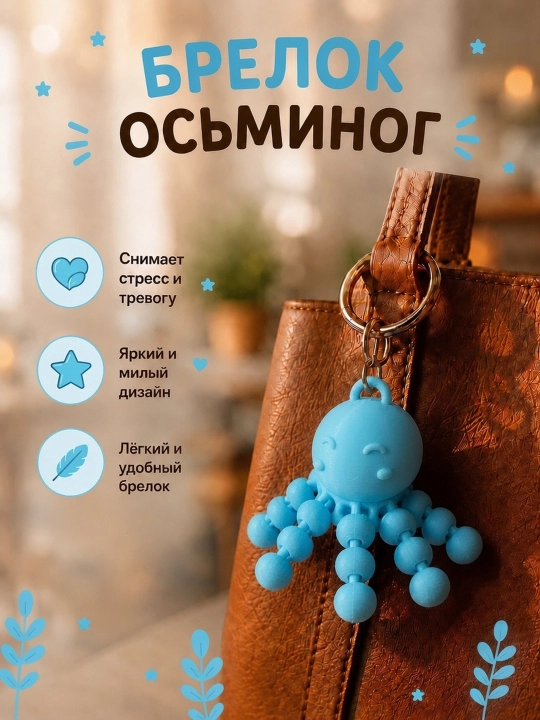 Брелок "осьминог", шарнирная игрушка, для ключей, аксессуары, для сумки - 