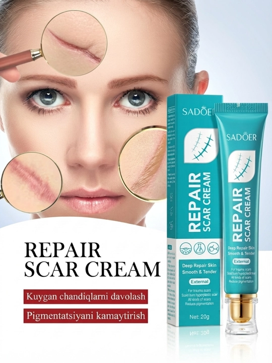 Крем от шрамов и рубцов Sadoer Repair, от ожогов и постакне, для лица и тела, 20 г
