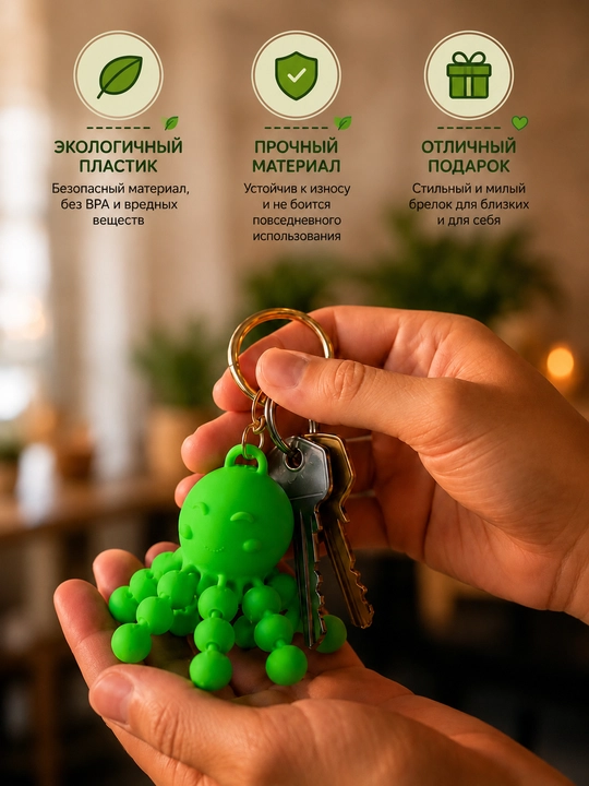 Брелок "осьминог", шарнирная игрушка, для ключей, аксессуары, для сумки