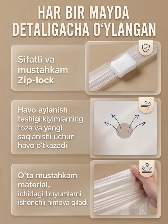 Zip paket, ko'p martalik qadoqlash paketi, Zip Lock qadoqlash, 25 dona
