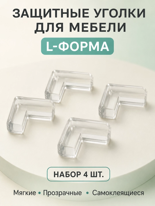 Защитные силиконовые уголки для мебели прозрачные, защита углов стола - 
