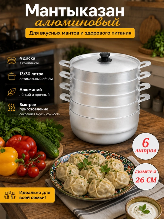 Мантоварка Алюминиевая 6л - 