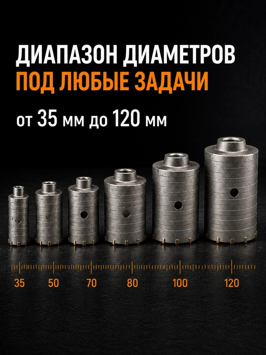 Коронка по бетону 30–150 мм