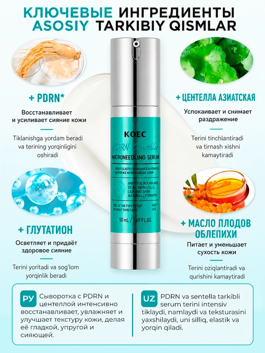 KOEC PDRN — комплексный уход: сыворотка, эссенция и крем с капсулами PDRN уход