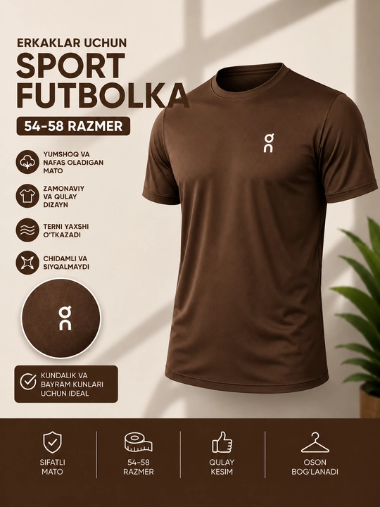 Erkaklar futbolkasi pechatli, paxta, kundalik kiyish uchun - 