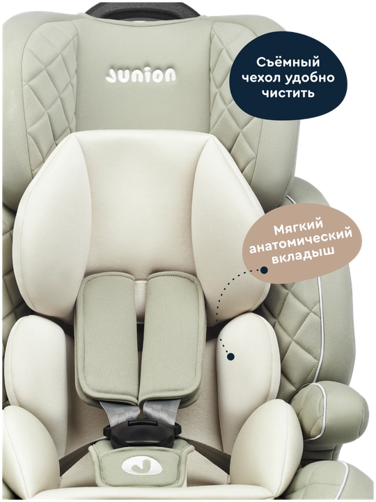 Junion Bruno avtomobil o‘rindig‘i 1/2/3 guruhi (9-36 kg), zaytun rangli, ECE R44/04