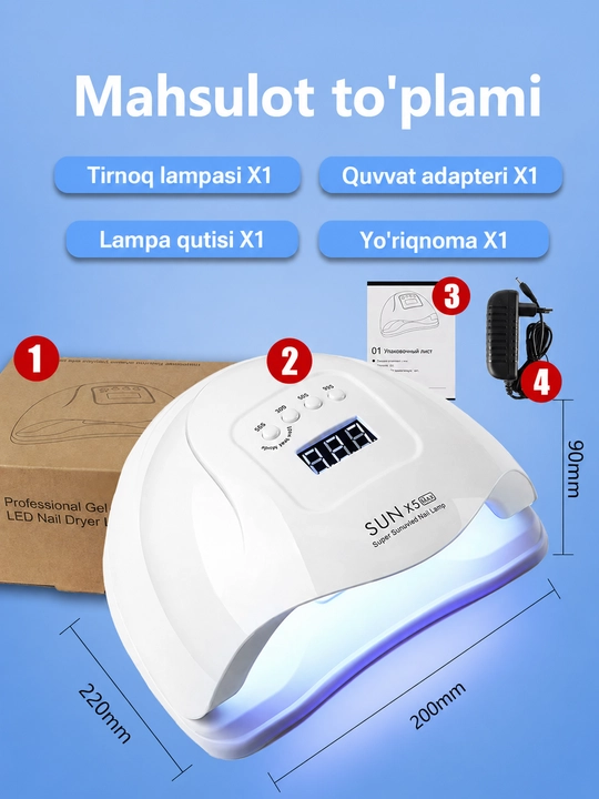 SUN X5 PLUS 120W manikyur lampasi, professional UV-LED manikyur lampasi