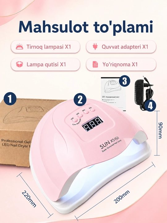 SUN X5 PLUS 120W manikyur lampasi, professional UV-LED manikyur lampasi