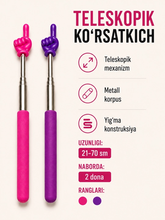 Teleskopik ko‘rsatkich, metall korpusli yig‘ma ko‘rsatkich - 