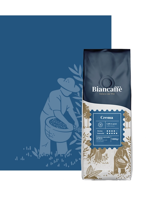 Biancaffe Crema, Кофе зерновой, кофе в зернах арабика, робуста бленд, Arabica/Rob, 1 кг