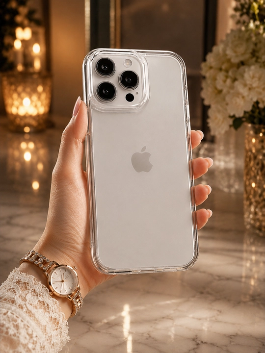 IPhone 16 Pro Max uchun shaffof chexol, kamera va linza himoyasi bilan, silikon g'ilof - 
