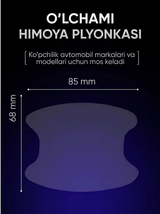 Avtomobil eshik tutqichi shaffof himoya stikeri, tirnalishdan saqlaydi, 4 dona
