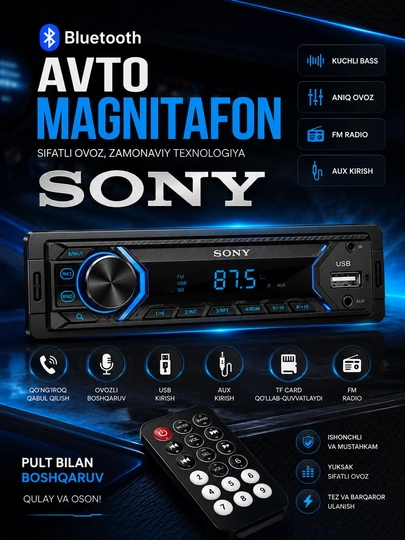 Avtomobil uchun magnitafon SONY MP3 radio BT 1775 - 