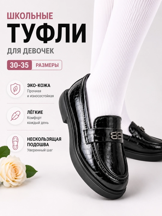 Школьные туфли для девочек, удобные и легкие туфли-мокасины, экологичные, размеры 30-35