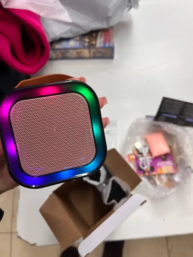Караоке колонка для детей с 2 беспроводными микрофонами, портативная Bluetooth