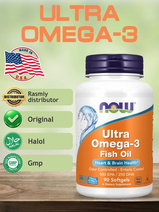 NOW Supplements, Ultra Omega-3, 500 EPA и 250 DHA, рыбий желатиновый капсула - 