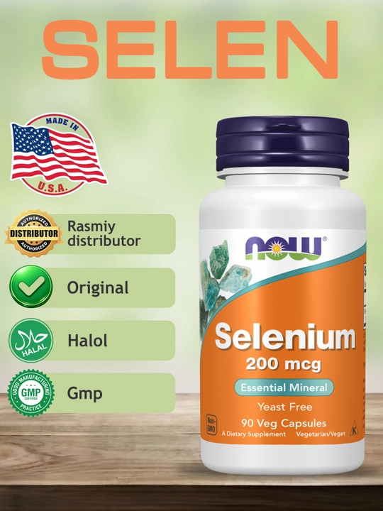 Now Foods, Selen, 200 mkg, kapsulalarda, Halol - 