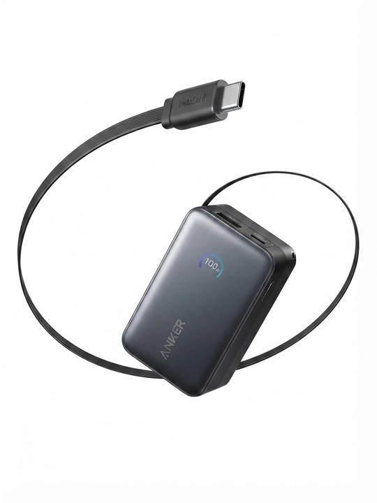 Внешний аккумулятор Anker Nano (10 000 мА·ч, 45 Вт, встроенный складной кабель USB-C) - 