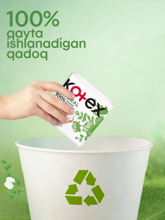 Gigiyenik Prokladkalar Kotex Natural Normal, 8 dona