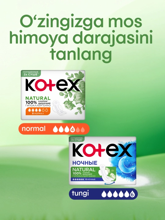 Gigiyenik Prokladkalar Kotex Natural Normal, 8 dona
