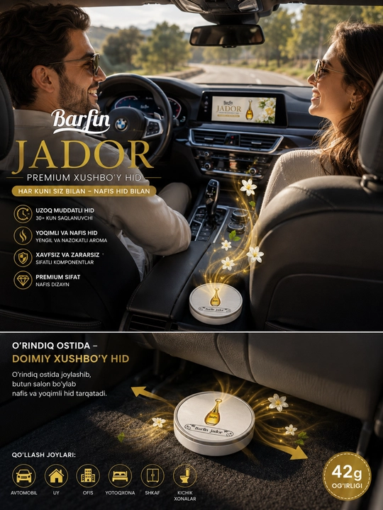 Avtomobil uchun premium xushbo'y hid Barfin JADOR, 42 g